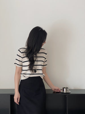 Stripes Knit Tee / 针织条纹圆领衣