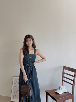 Anaya Denim Dress / 系带牛仔吊带长裙