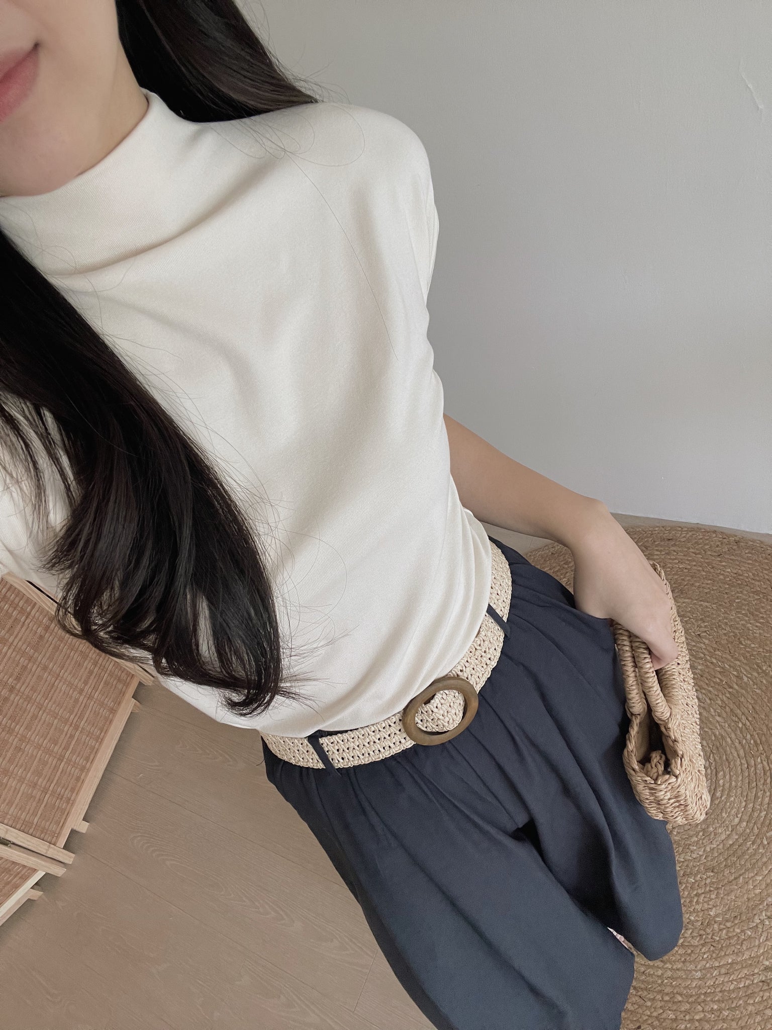 Cotton Mock Neck Tee / 棉质半高领基础T恤