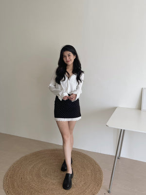 Crepon Silky Crop Shirt / 纹理水光锻短衬衫
