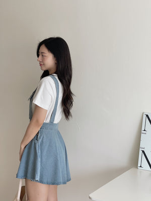 Denim Wide Leg Overall / 减龄阔腿背带裤裙