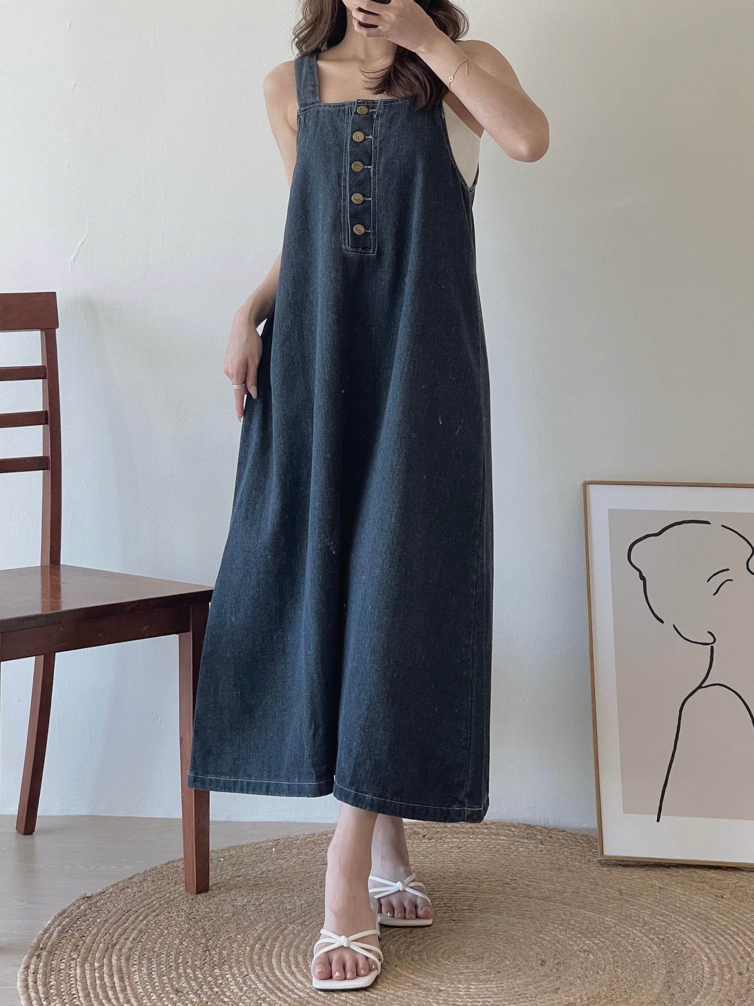 Anaya Denim Dress / 系带牛仔吊带长裙