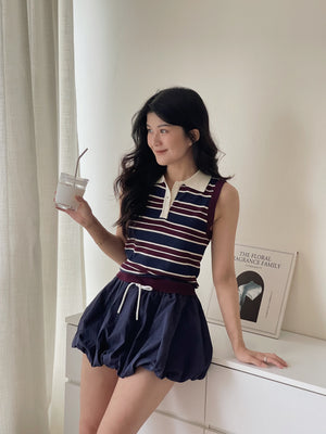 Sweetie Knitted Contrast Set /  甜妹针织撞色条纹套装