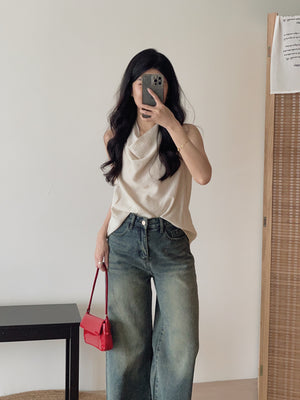 Modern Cowl Neck Top / 通勤荡领韩系小衫