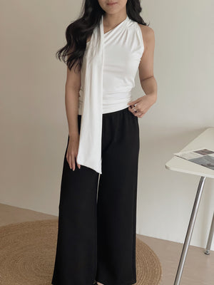 Neck Tie Single Shoulder Top / 围脖带单肩上衣