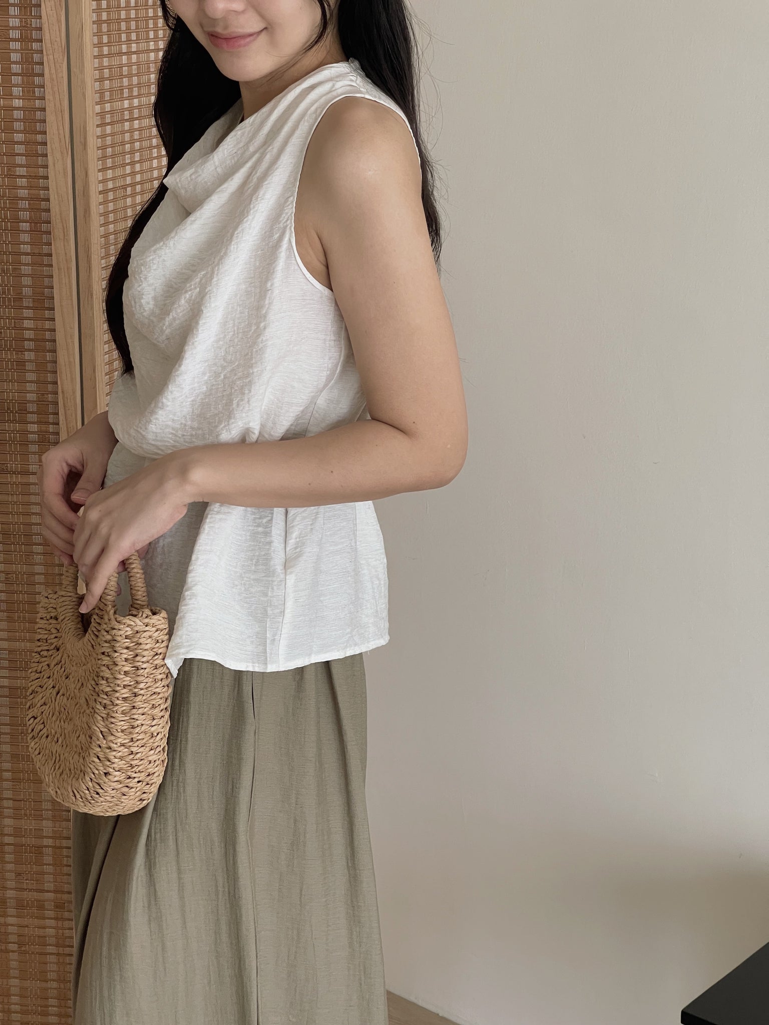 Modern Cowl Neck Top / 通勤荡领韩系小衫