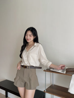 Chic Casual Shirt  / Polo尖领干练宽松衬衣