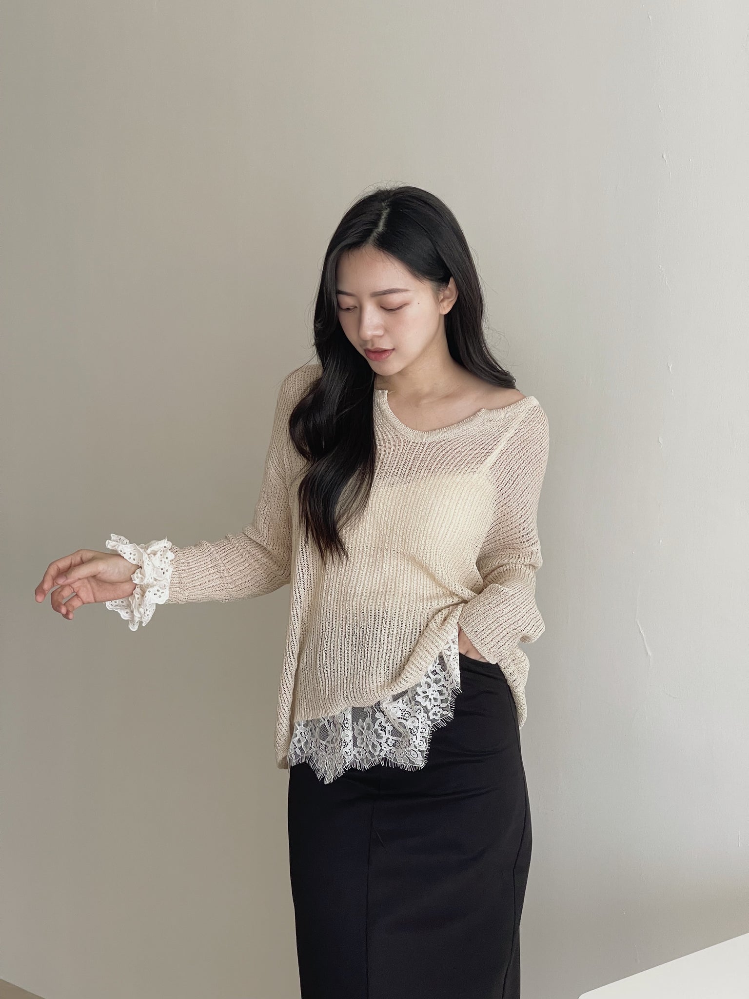 Korean Loose Knitted Sweater / 韩版慵懒镂空针织罩衫