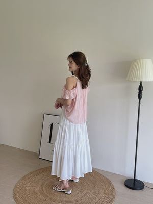 Tiered Flare Maxi Skirt / 飘逸拼接半身长裙