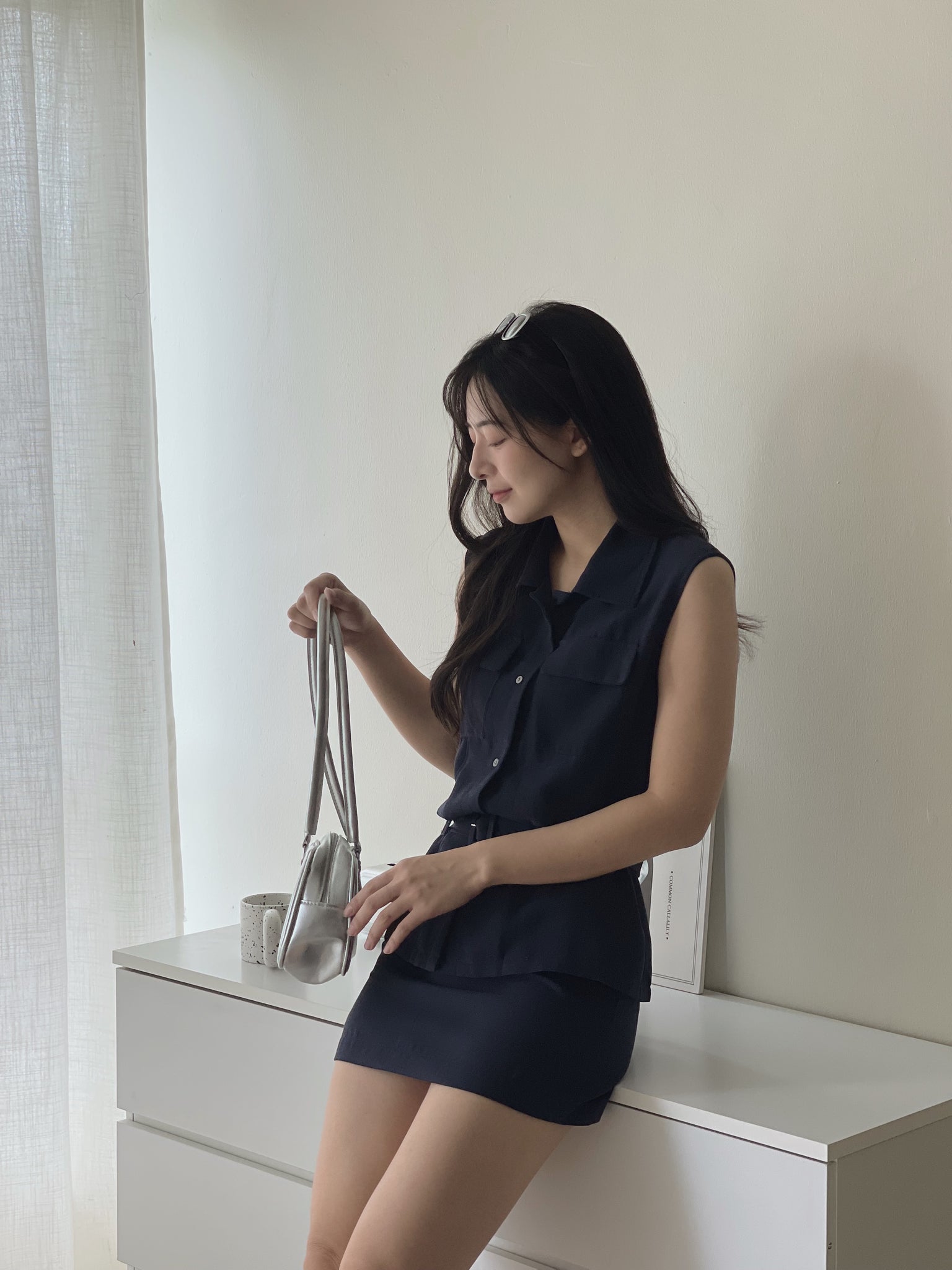 Minimalist Belted Set / 优雅系带无袖衬衫两件套