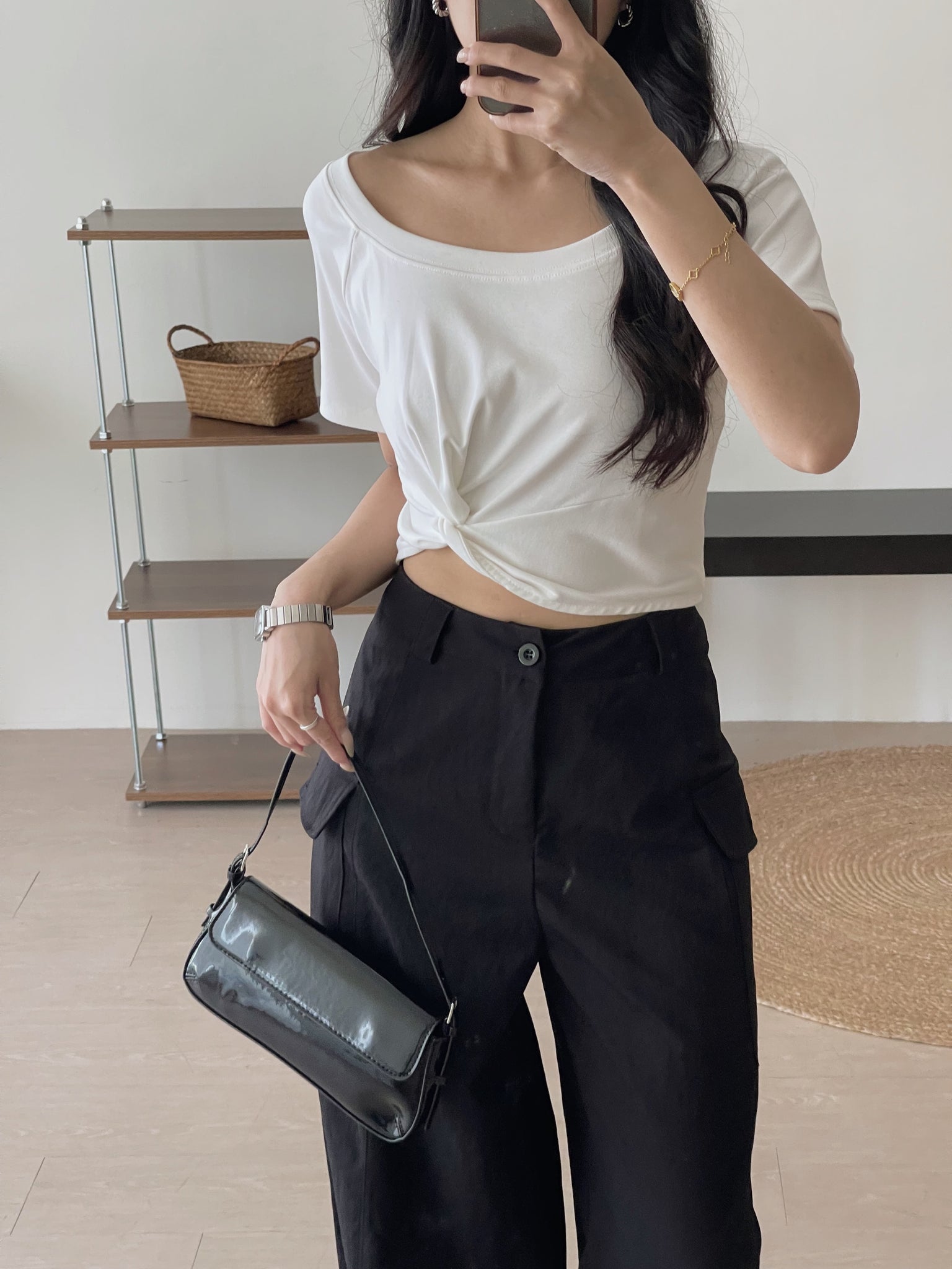 Twist Waist Crop Top / 收腰拧结两穿短T恤