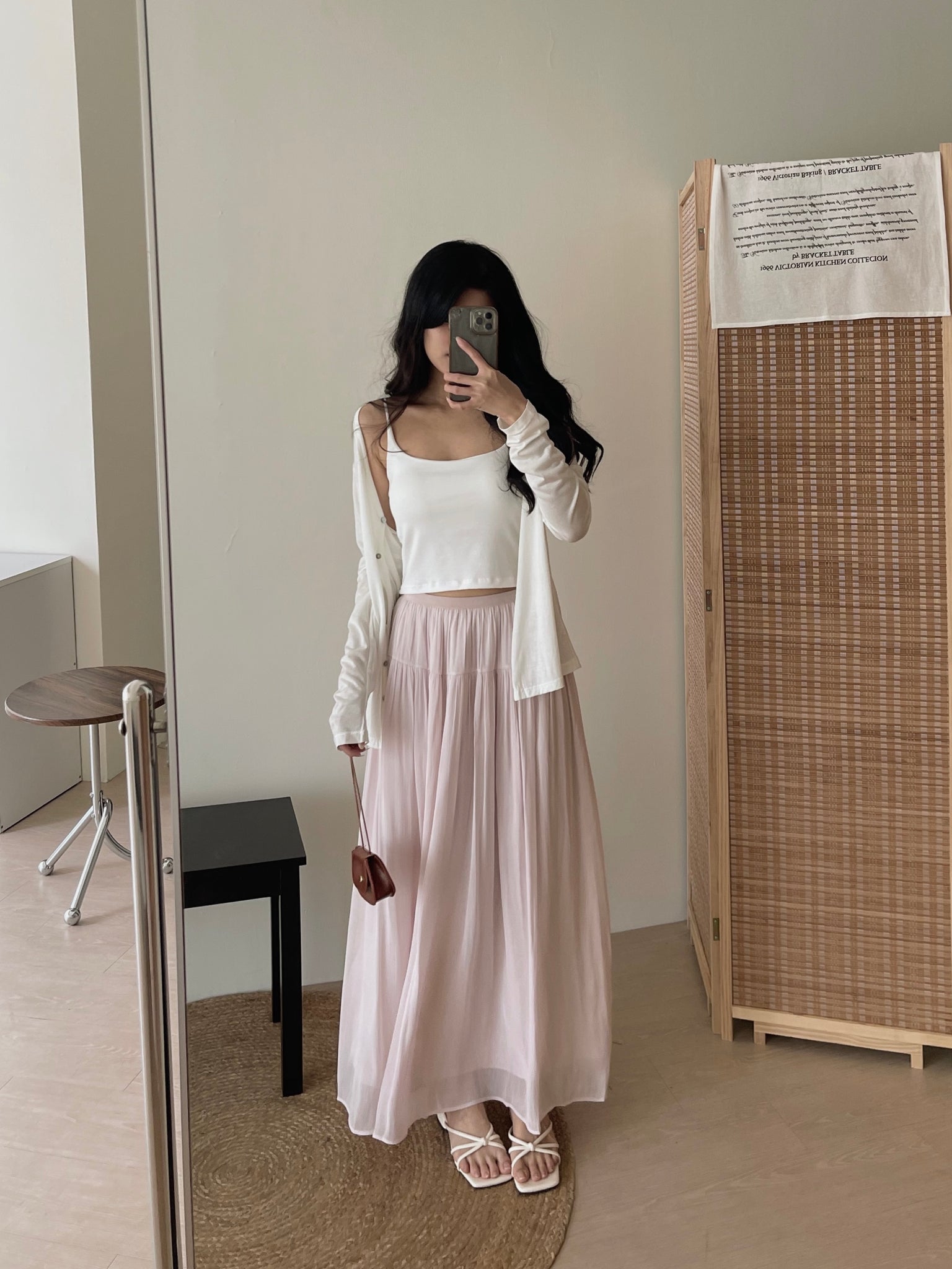 Shimmery Chiffon Midi Skirt / 温柔坠感流光纱裙
