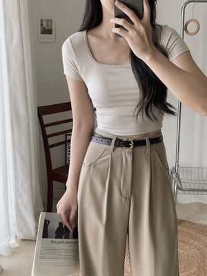 Dear You Padded Crop Top / 螺纹胸垫一体短衣