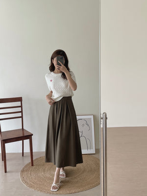 Lovey Cable Knit Tshirt / 爱心刺绣麻花T恤