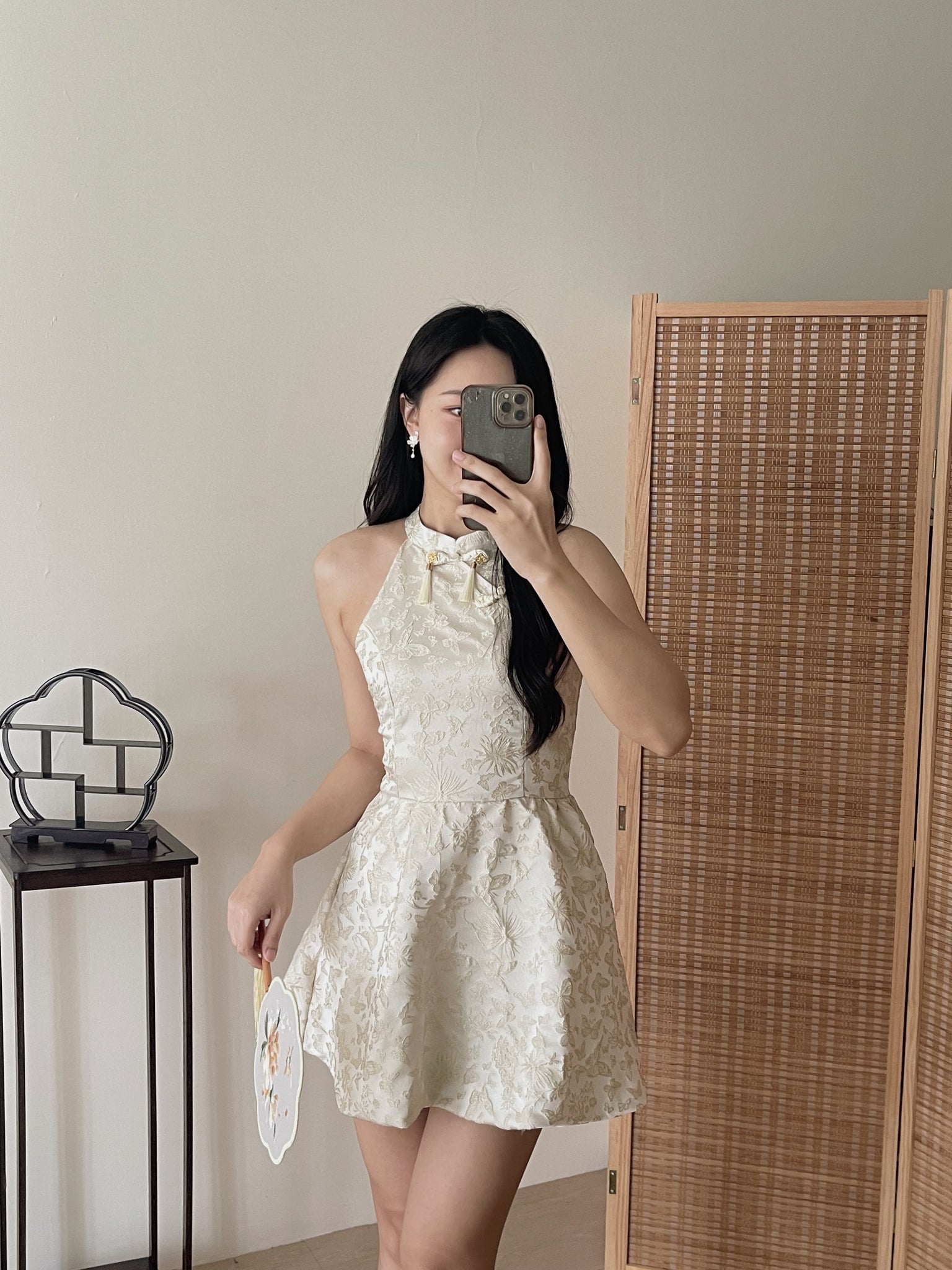 Carlin Emboss Jacquard Jumpsuit Dress / 【花影仙蝶】浮雕提花连体旗袍