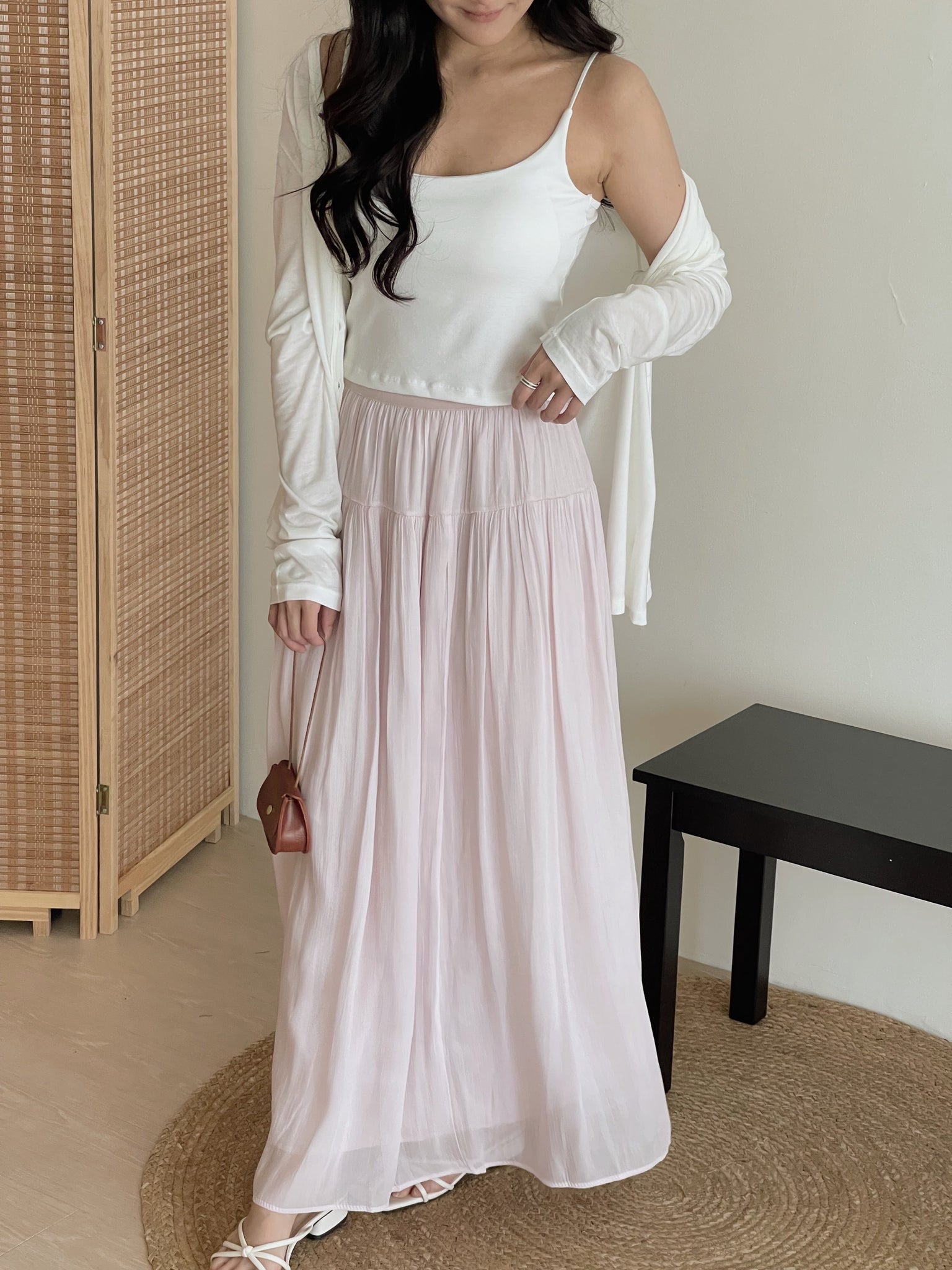 Shimmery Chiffon Midi Skirt / 温柔坠感流光纱裙
