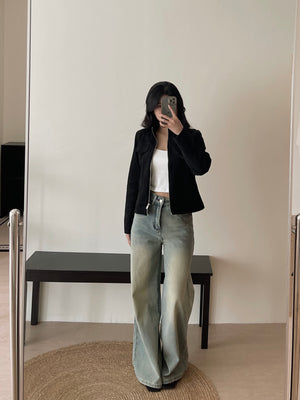 Suede Fitted Jacket / 秋天麂皮绒修身显瘦外套
