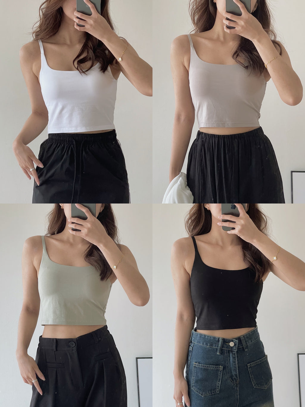 Scoop Neck Padded Singlet / 大领口显瘦胸垫吊带
