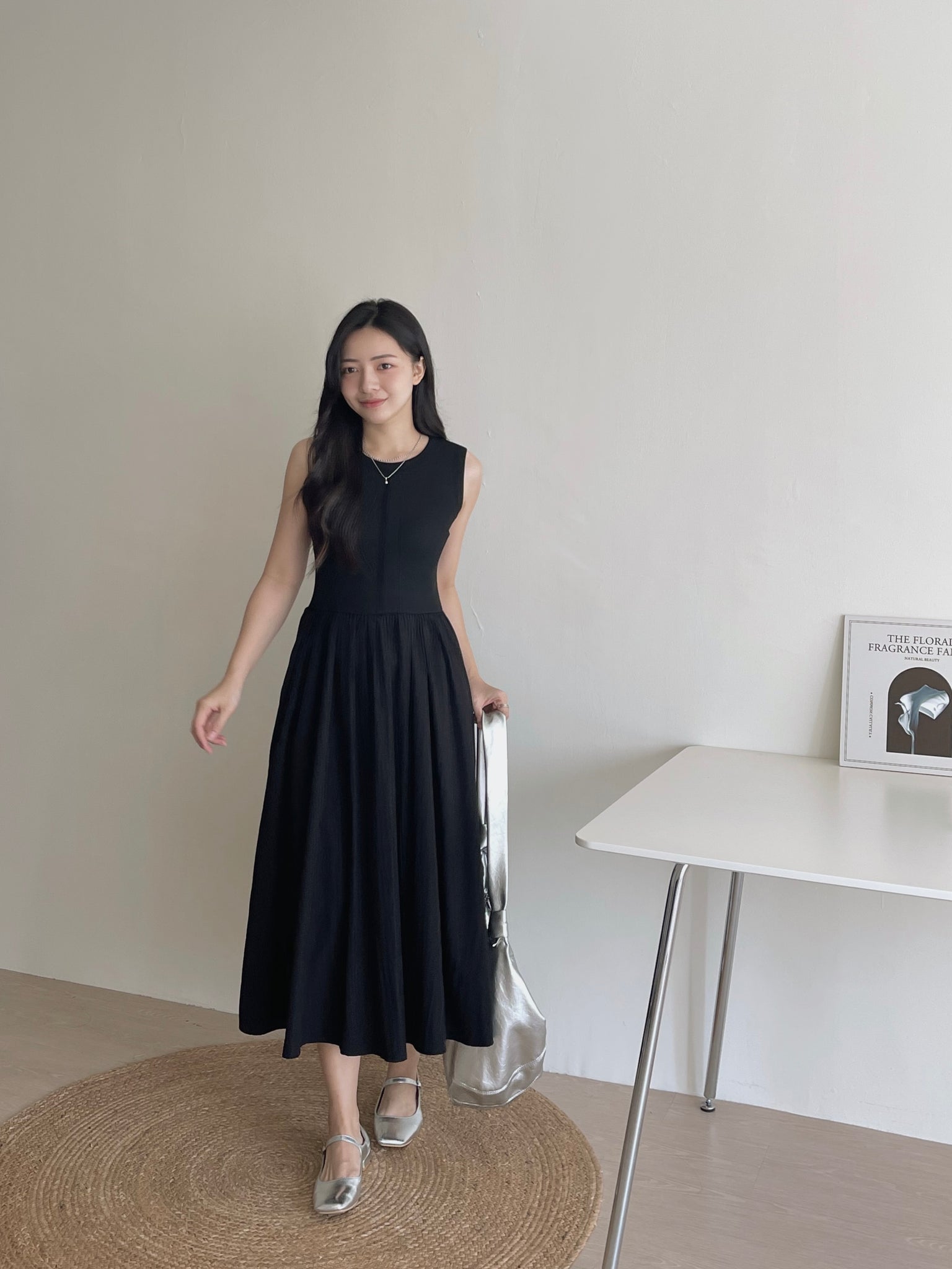 Cassia Ribbed Spliced Dress / 背心拼接连身长裙