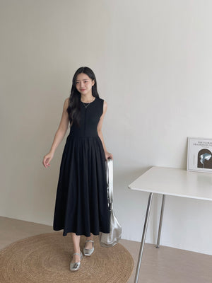 Cassia Ribbed Spliced Dress / 背心拼接连身长裙