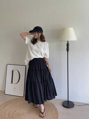 Tiered Flare Maxi Skirt / 飘逸拼接半身长裙