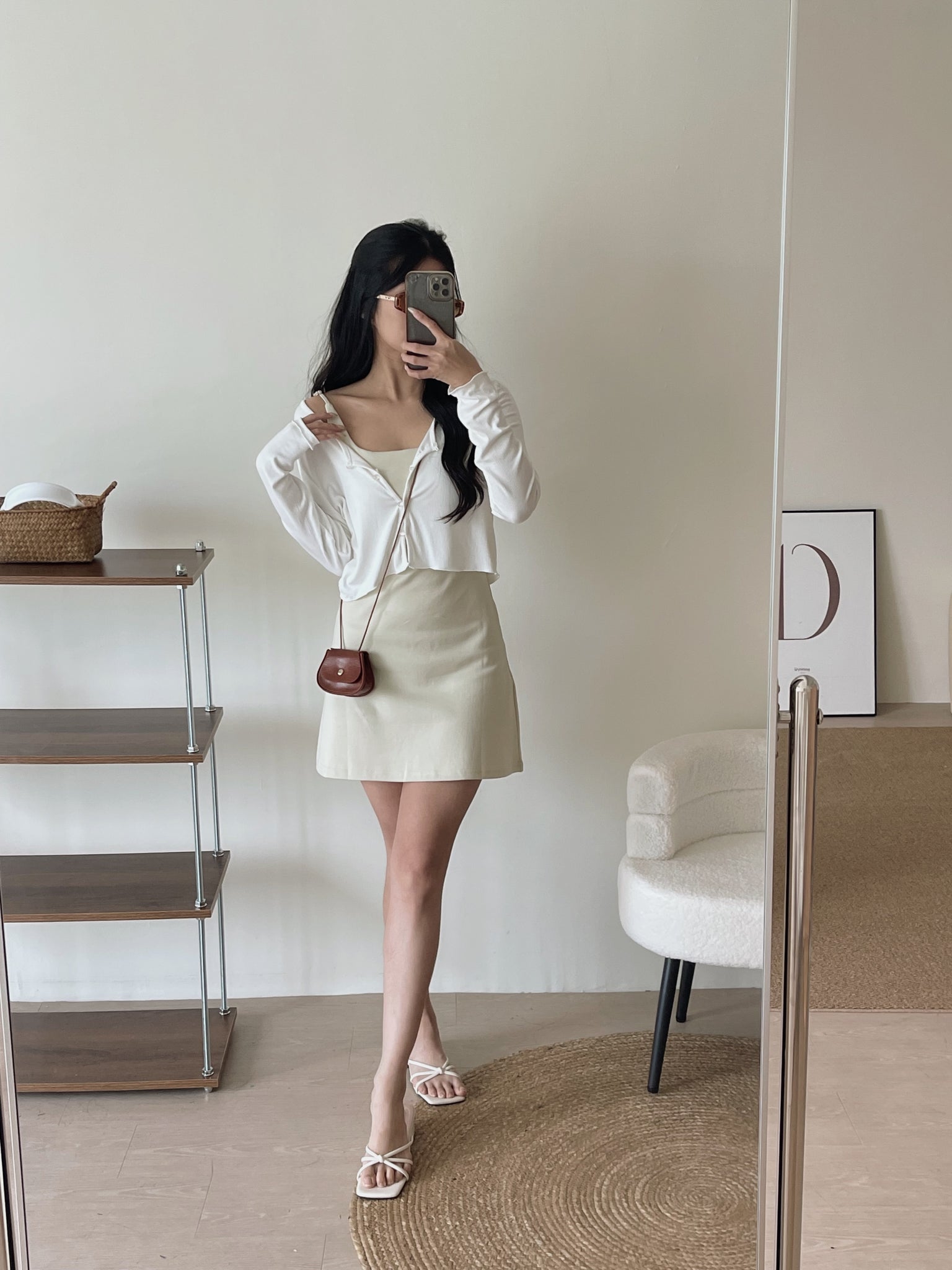 Simple Spaghetti Dress / 简约收腰吊带裙