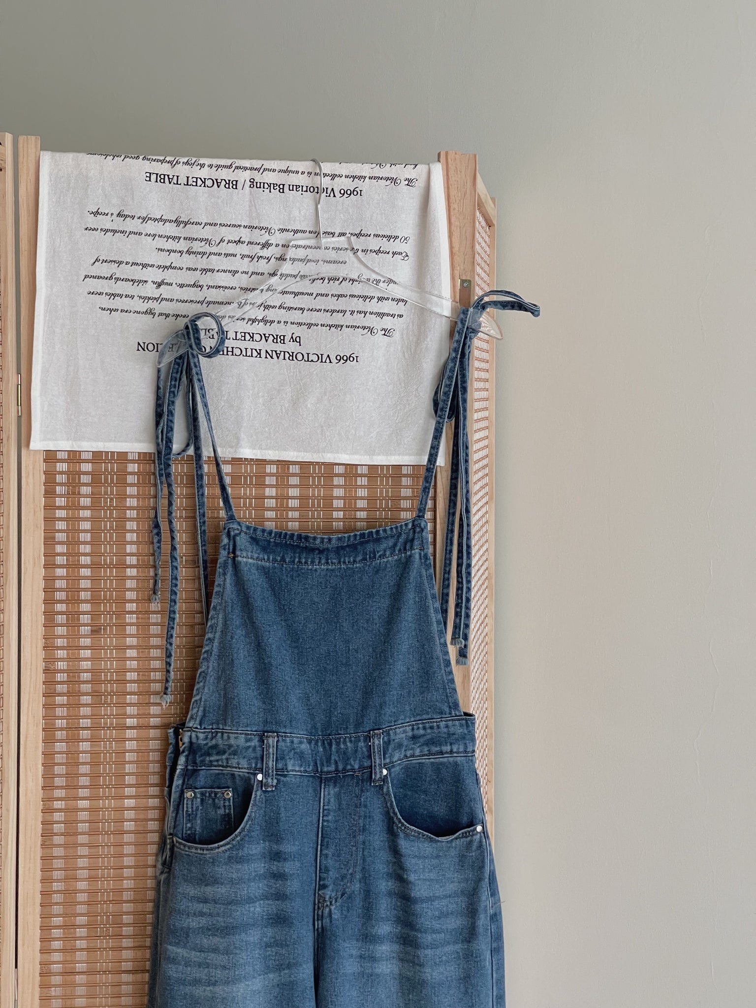 Tie Strap Denim Dungaree / 牛仔系肩带复古背带裤