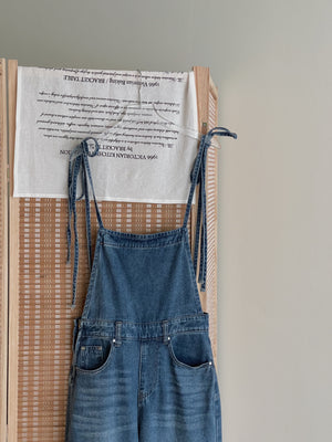 Tie Strap Denim Dungaree / 牛仔系肩带复古背带裤