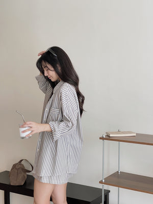 Striped Effortless 3pcs Set / 条纹慵懒风三件套