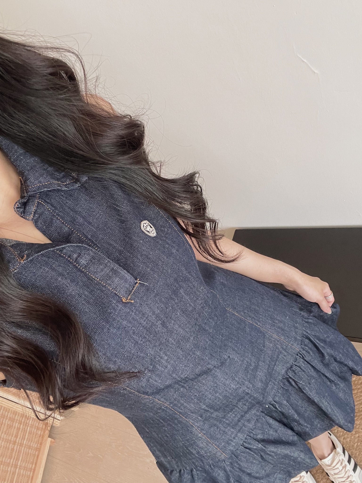 Preppy Collared Denim Dress / 学院风翻领牛仔连衣裙