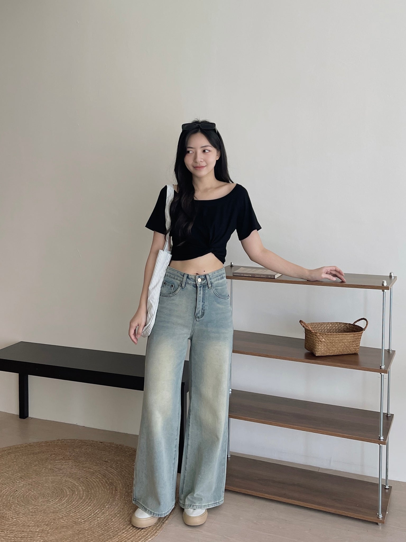 Twist Waist Crop Top / 收腰拧结两穿短T恤