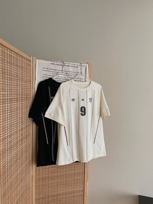 Badge Stripes Oversized Tee / 美式徽章条纹宽松T恤
