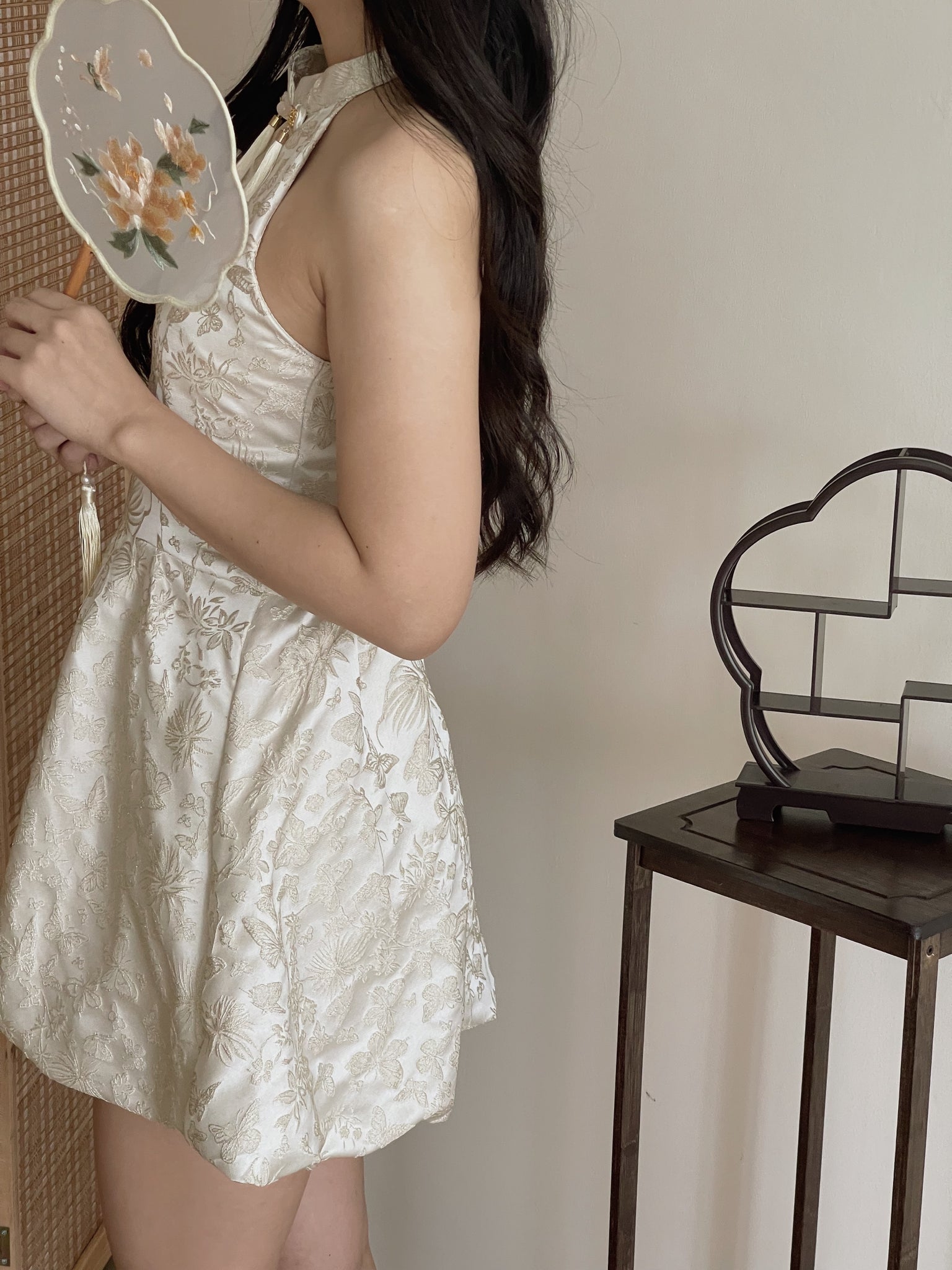 Carlin Emboss Jacquard Jumpsuit Dress / 【花影仙蝶】浮雕提花连体旗袍