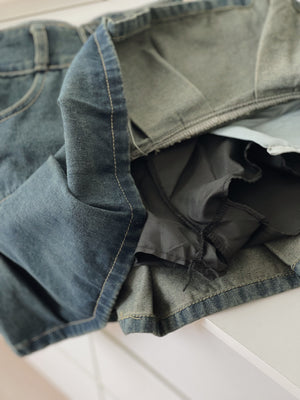 Denim Pleated Skirt / 牛仔百褶短裙