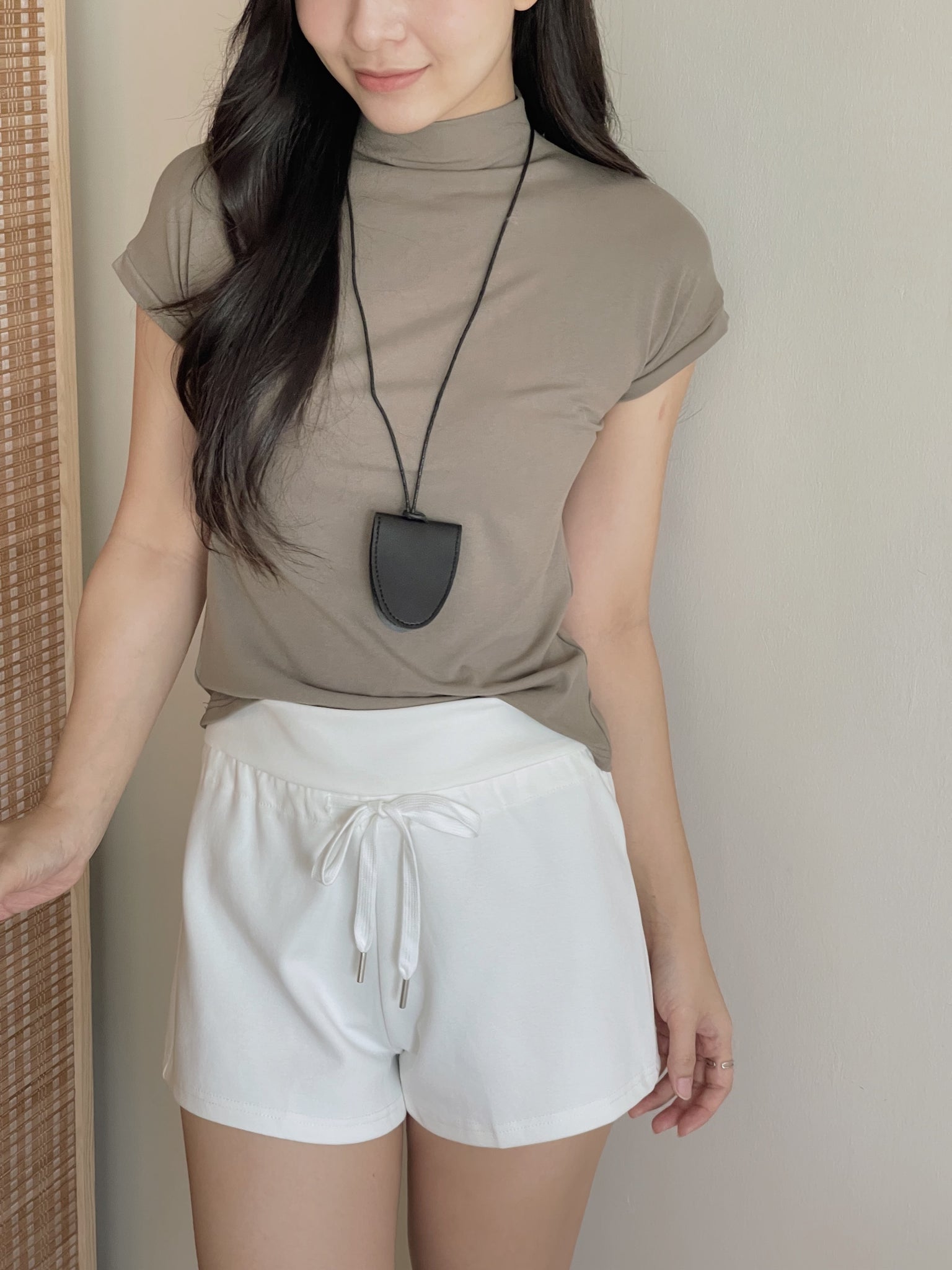 Cotton Mock Neck Tee / 棉质半高领基础T恤