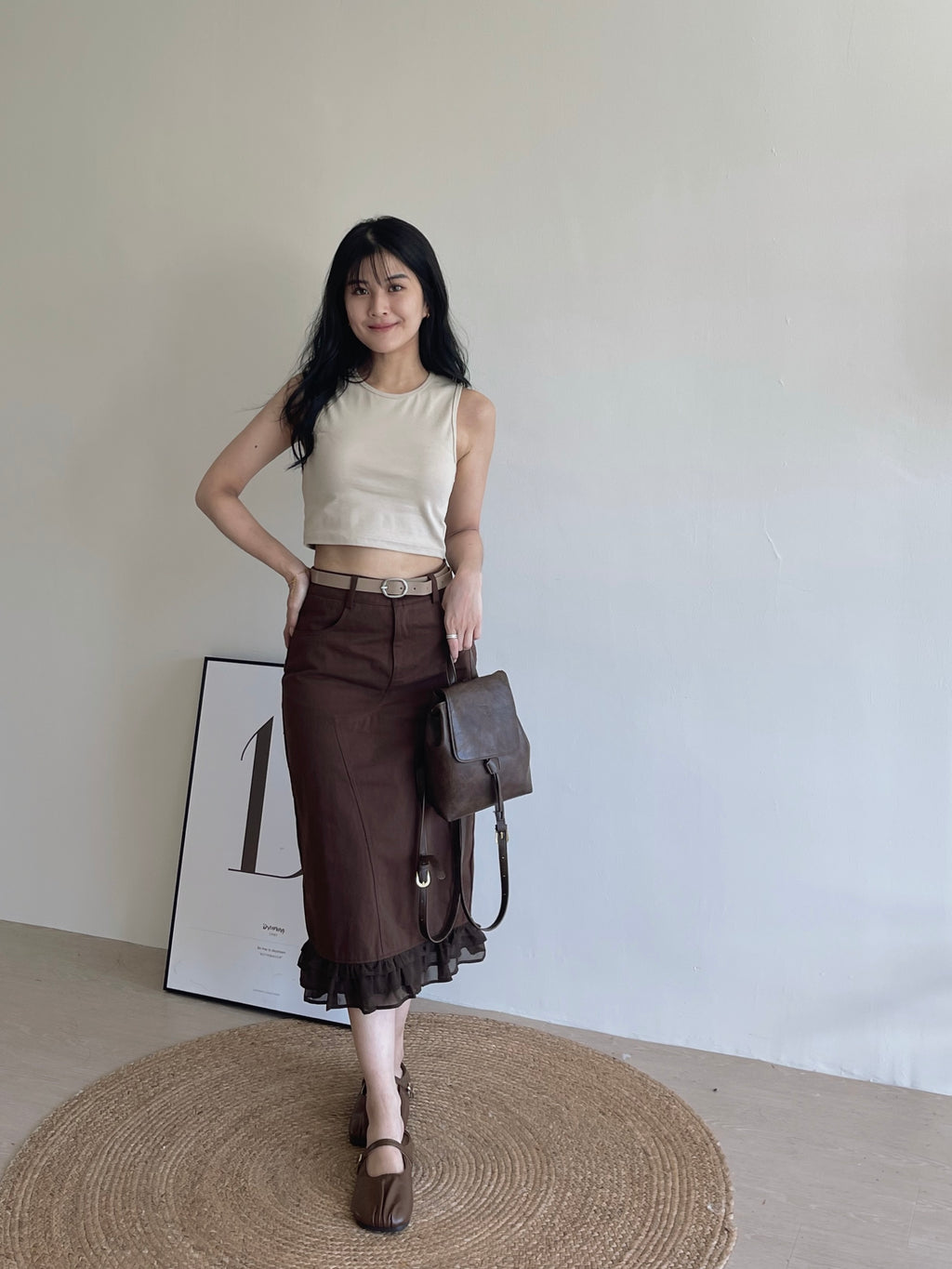 Hazelnut Cocoa Midi Skirt / 榛果巧克力半身裙