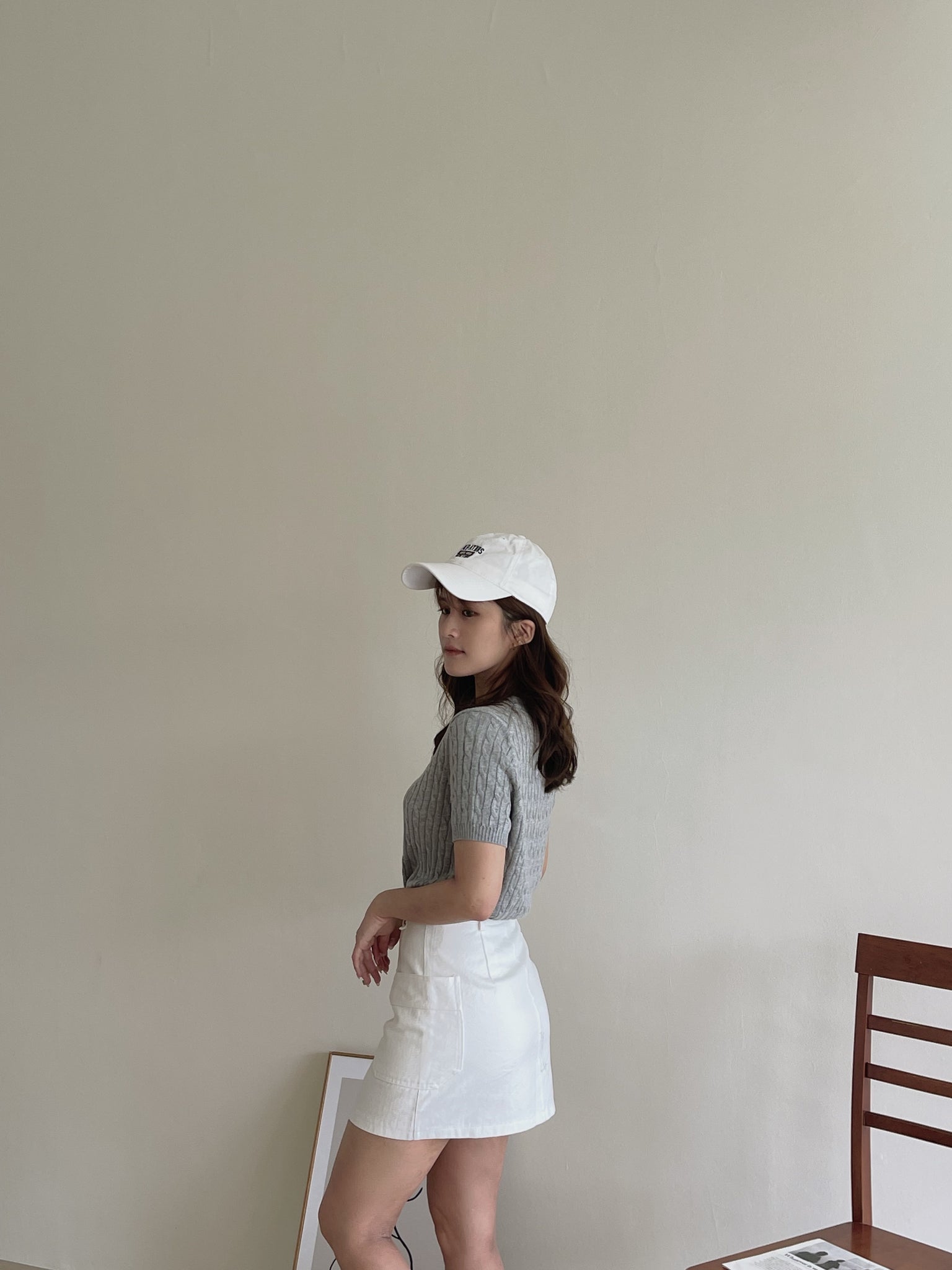 Lovey Cable Knit Tshirt / 爱心刺绣麻花T恤