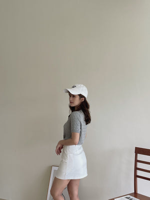 Lovey Cable Knit Tshirt / 爱心刺绣麻花T恤