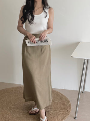 Linen Midi Skirt / 亚麻半身长裙