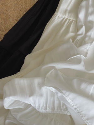 Tiered Flare Maxi Skirt / 飘逸拼接半身长裙
