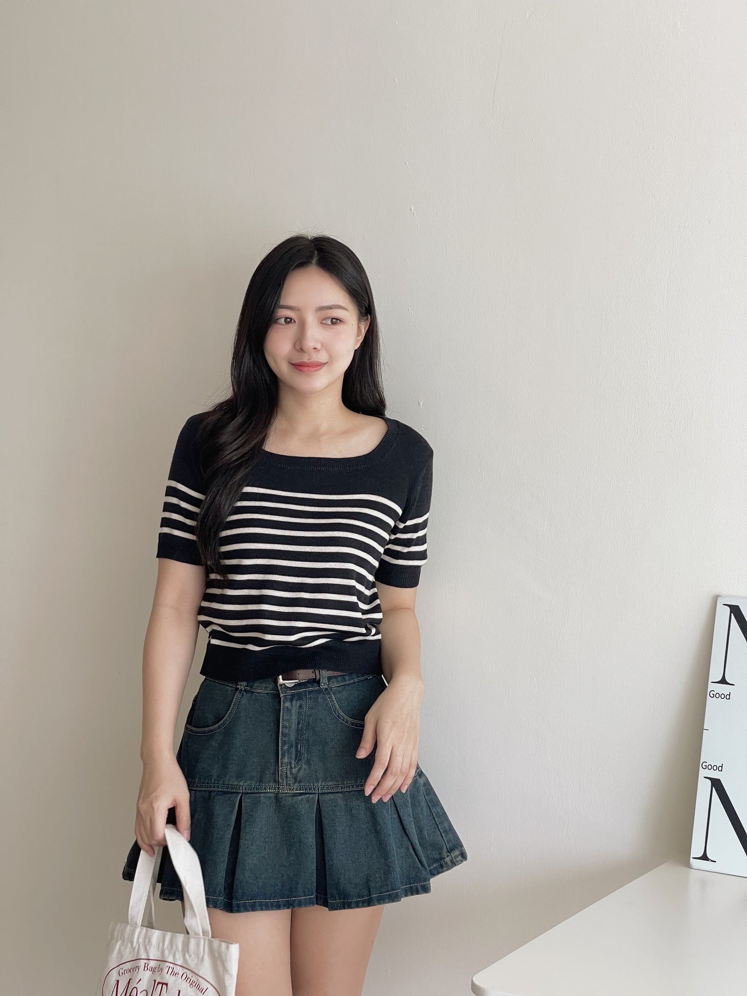 Denim Pleated Skirt / 牛仔百褶短裙