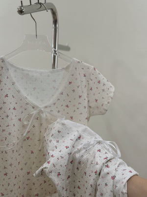 Floral Vneck Top / 小碎花尖领上衣