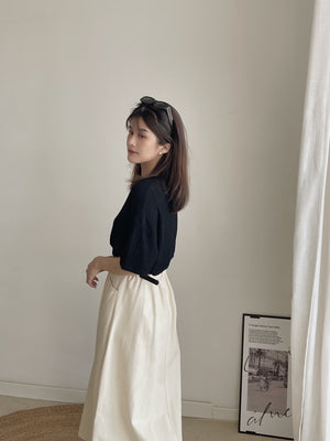 Soft Figured Crop Tee / 软料钩花圆领T
