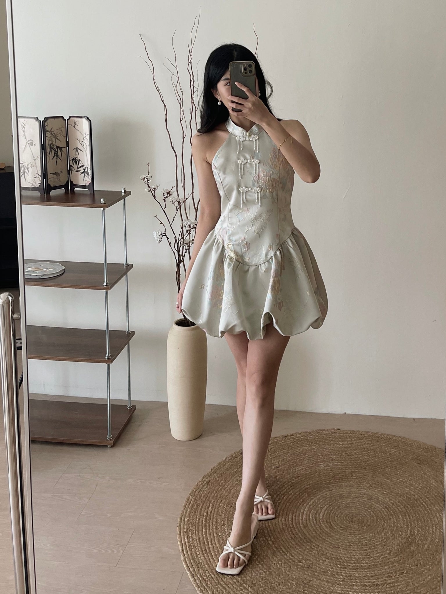 Petal Silhouette Charm Jumpsuit Dress / 【花影娇姿】挂脖花苞连体裙