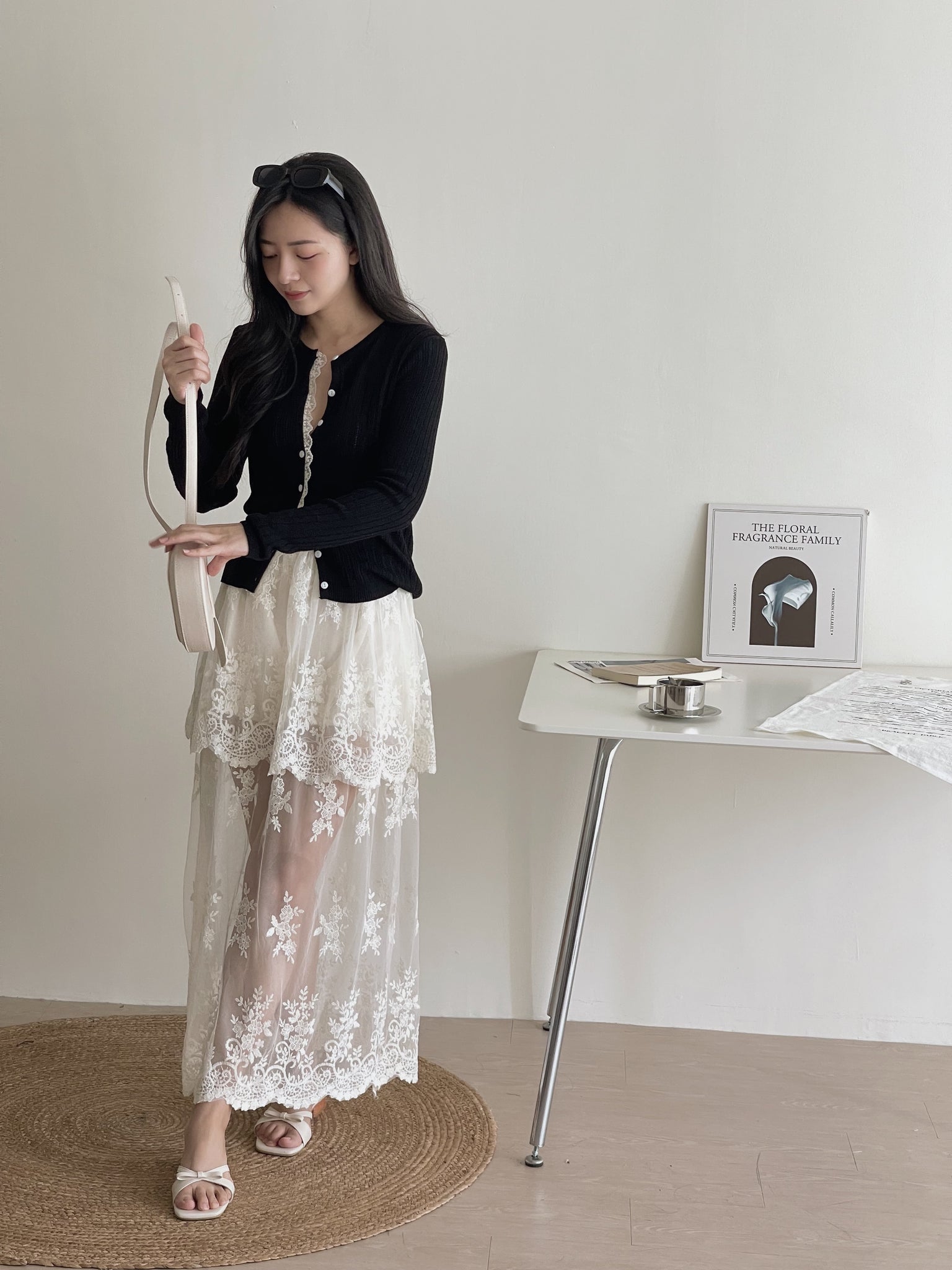 French Embroidered Tulle Skirt / 法式蕾丝刺绣半身裤裙