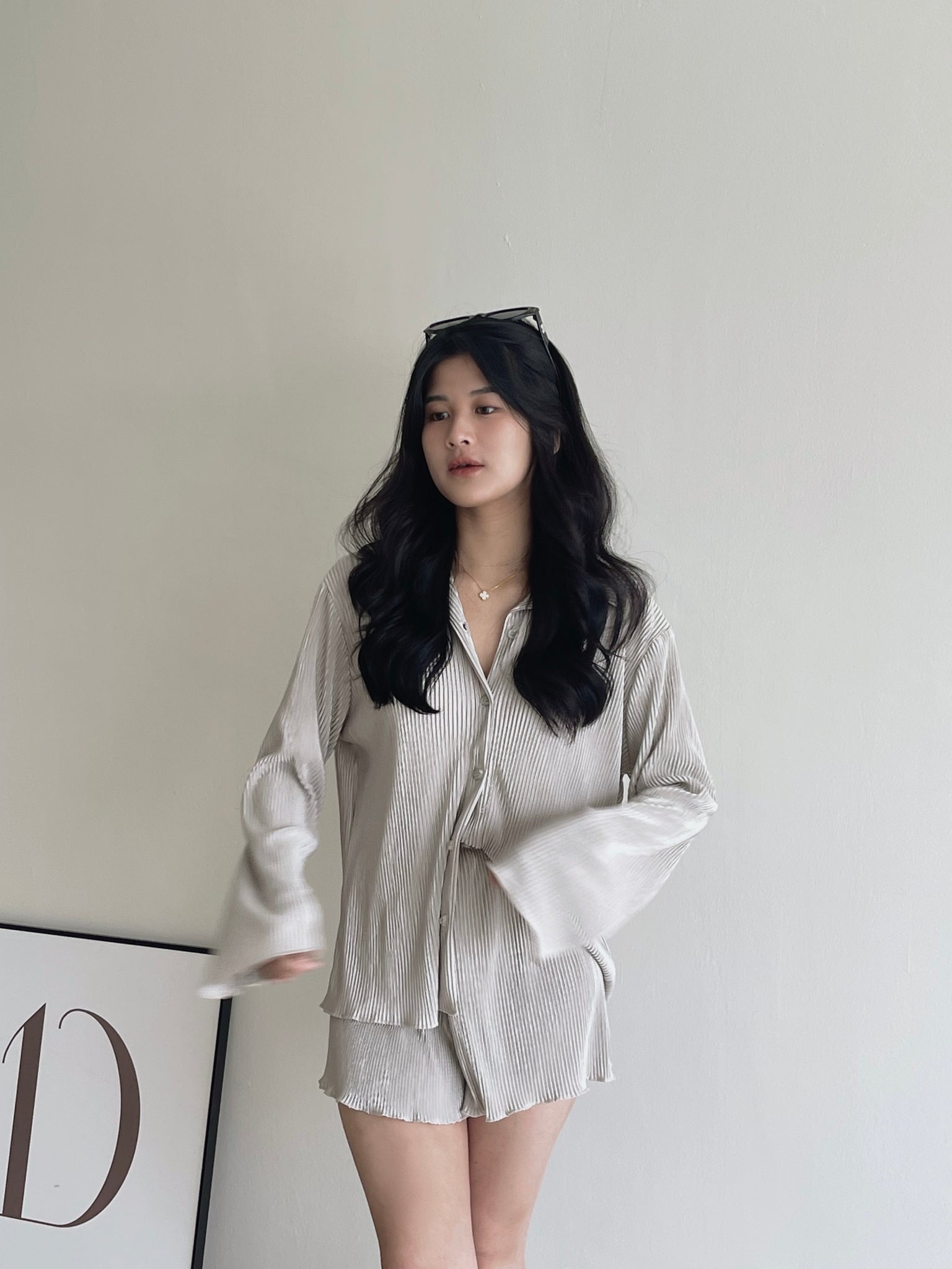 Casual Ribbed Pleated Set / 休闲慵懒褶皱套装