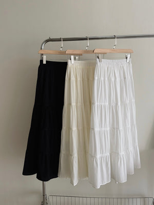 Lace Trim Midi Skirt / 蕾丝边半身长裙