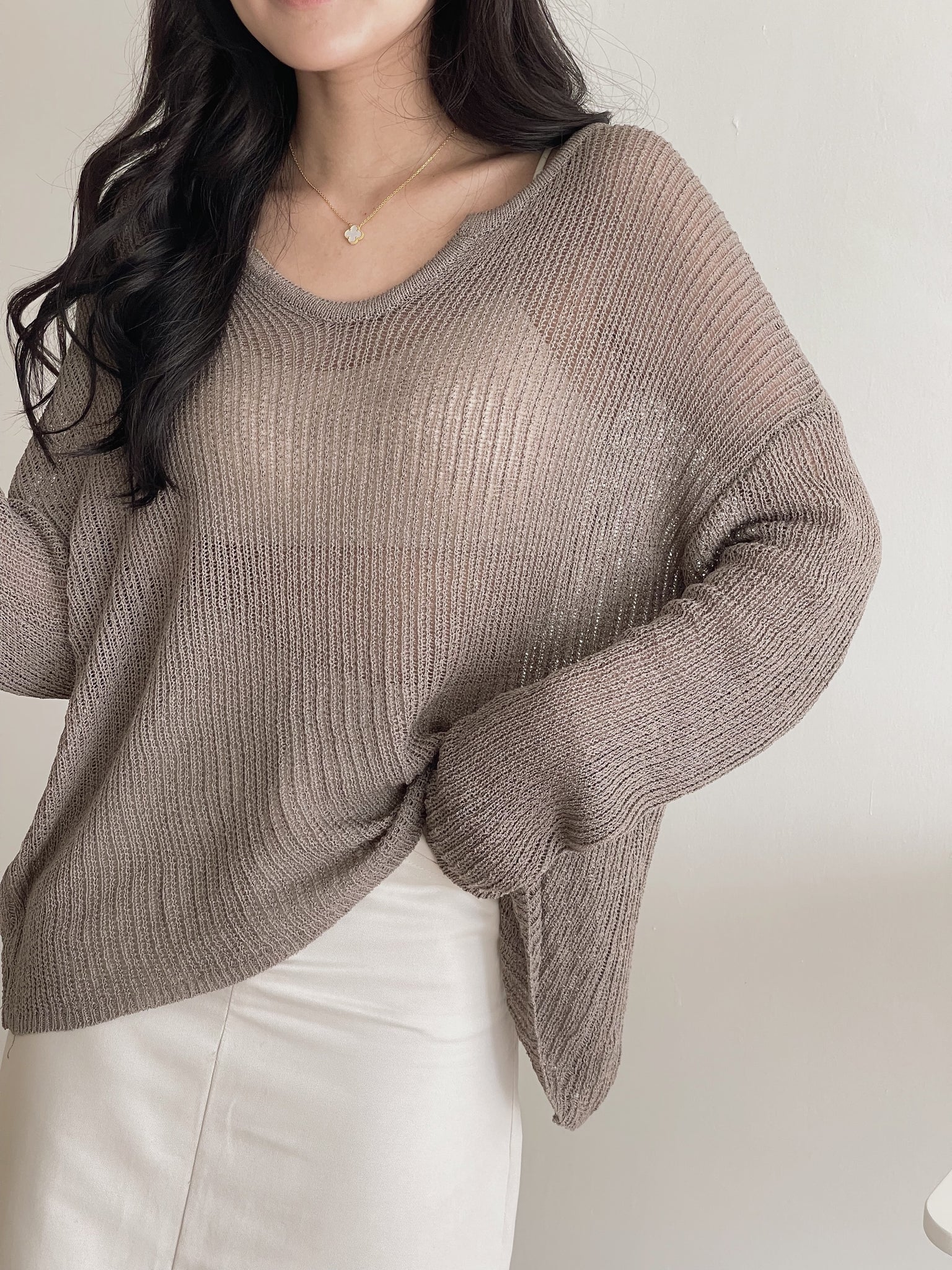 Korean Loose Knitted Sweater / 韩版慵懒镂空针织罩衫