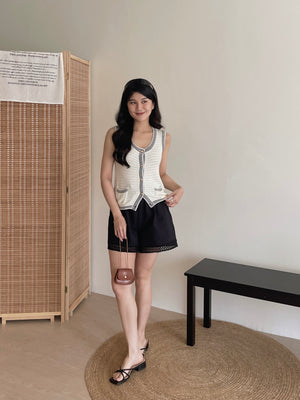 Crochet Button Down Vest / 小香风针织背心小衫