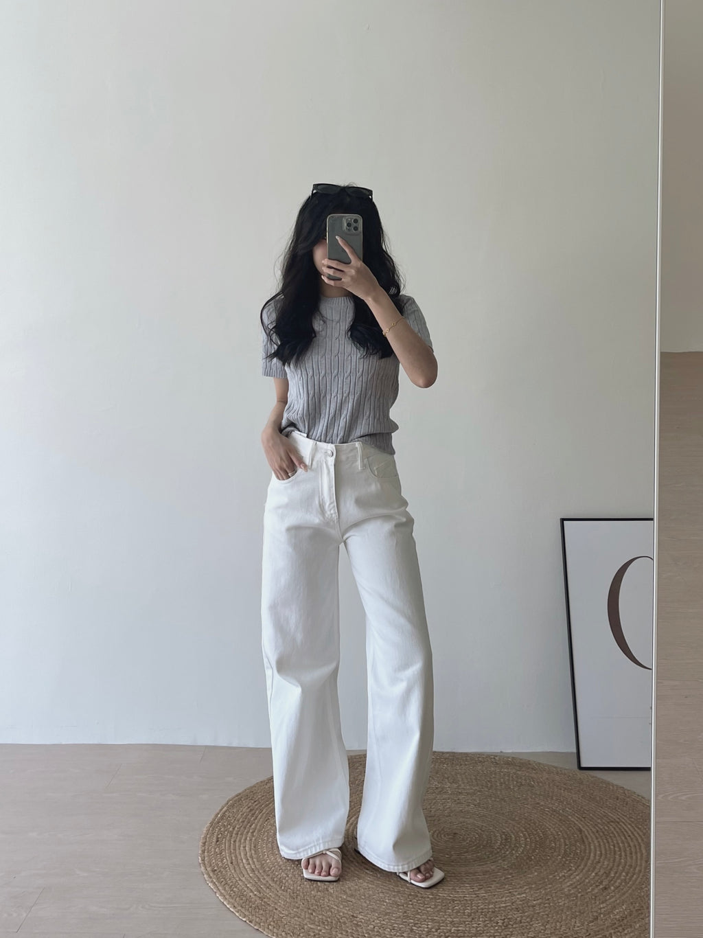 White Straight Jeans / 直筒白色牛仔长裤